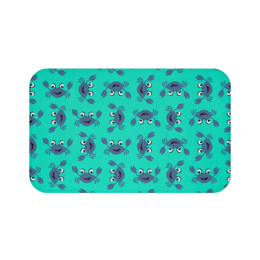 Cute Crab Bath Mat, Coastal Bathroom Decor, Non-Slip Floor Mat, Kids Bathroom Accessory, Summer Beach Theme