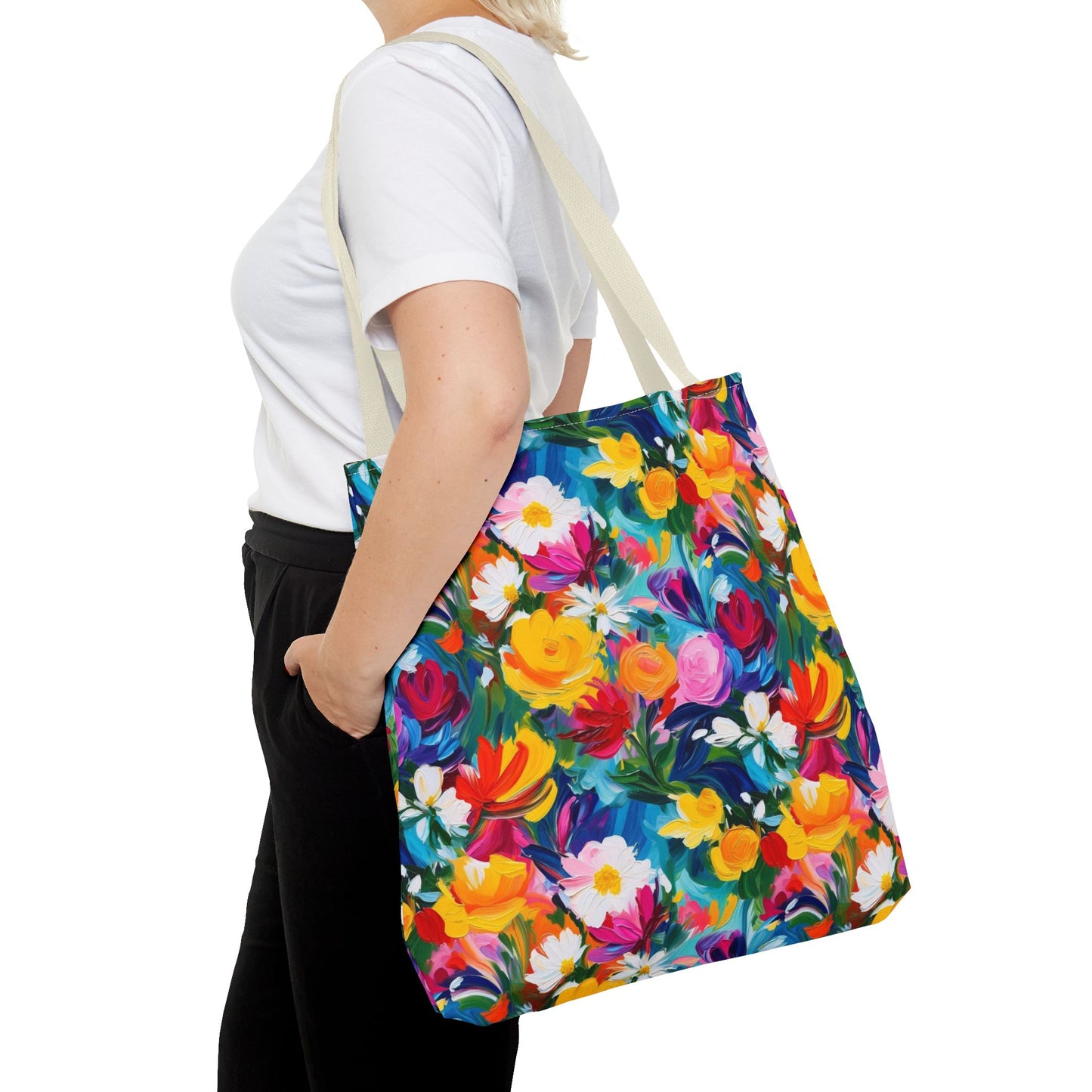 Colorful Floral Tote Bag — Vibrant All-Over Print Shopper