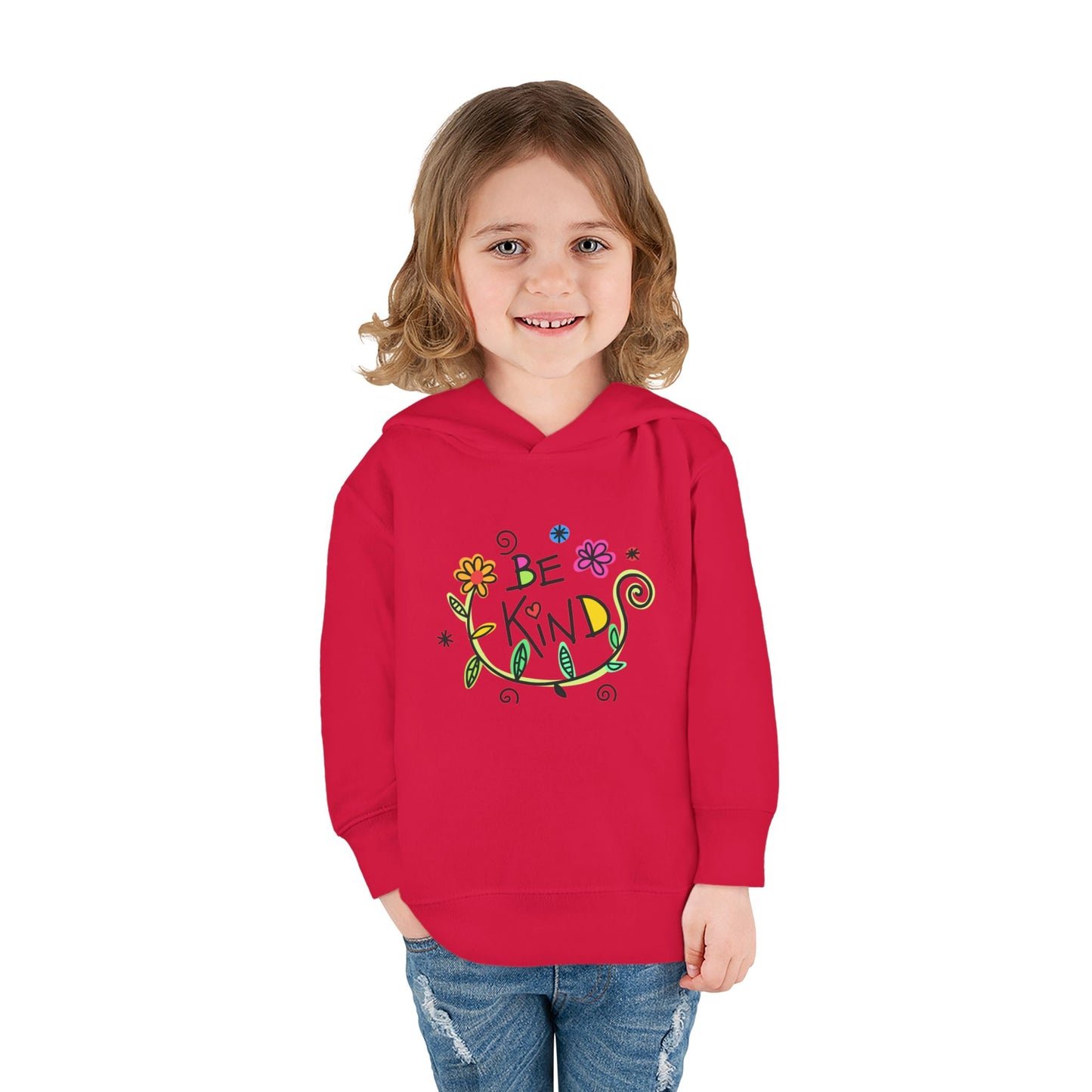 Toddler Fleece Hoodie - 'Be Kind' Floral Design, Cozy Kids Pullover, Cute Gift for Toddlers, Everyday Wear, Spring Outfit