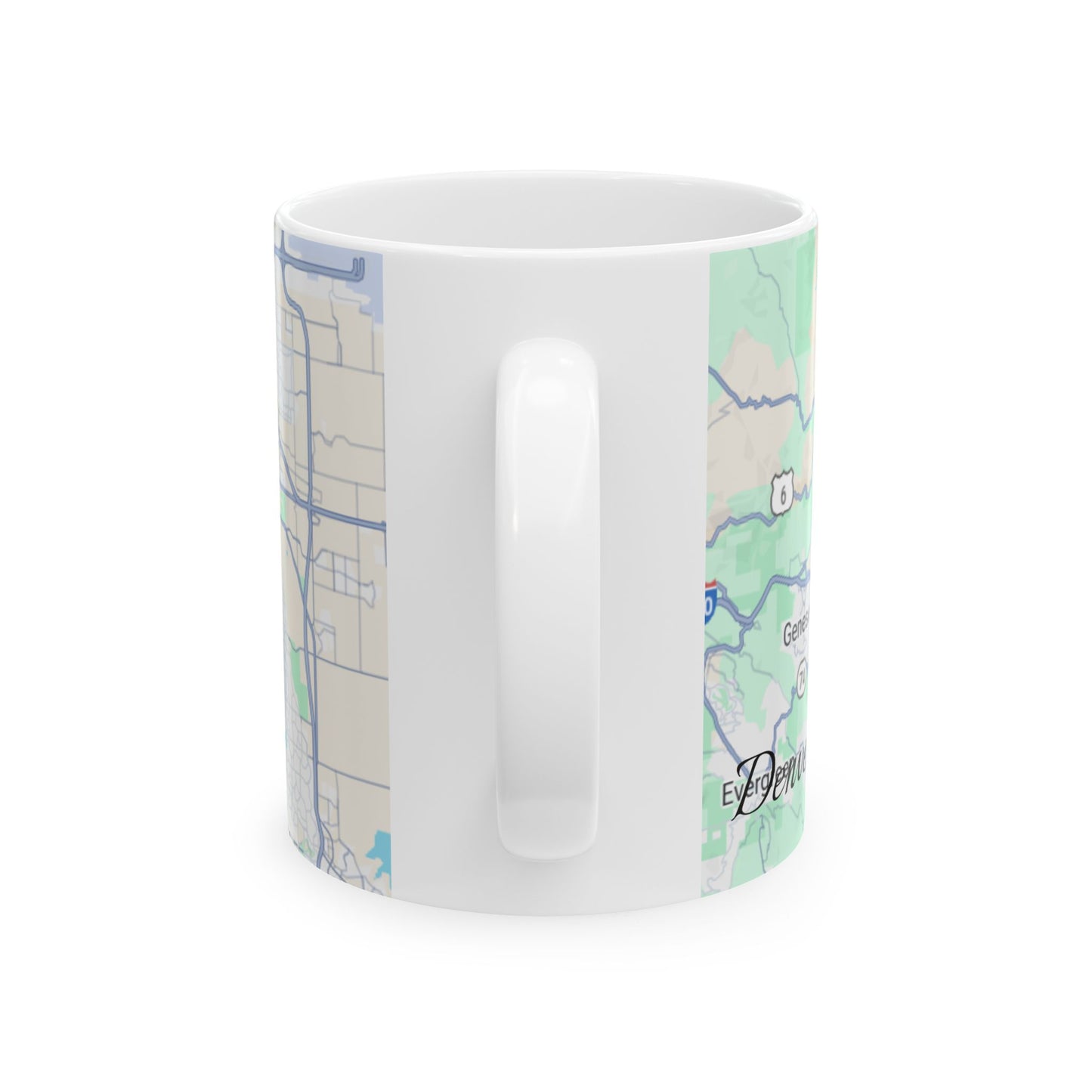 Personalized Denver Map Ceramic Mug - Custom Coffee Cup, Great Gift for Coffee Lovers, Home Decor, Moving Away, Housewarming, Road Trip