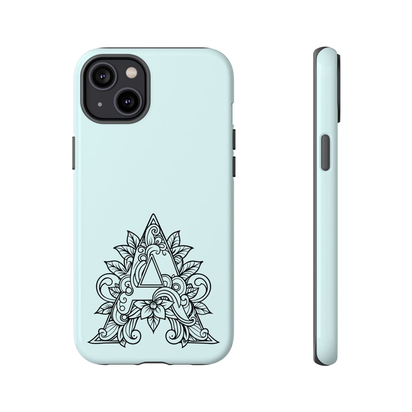 Personalized Tough Phone Case, Floral Monogram Cell Phone Cover, Custom Protective Case, Unique Gift, Birthday, Graduation