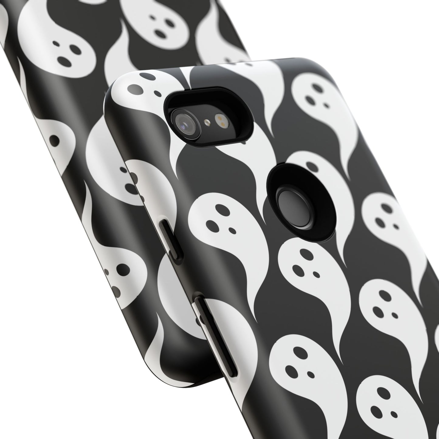 Ghost Pattern Phone Case, Cute Ghost Cell Phone Cover, Halloween Accessory, Spooky Gift, Black and White Phone Case