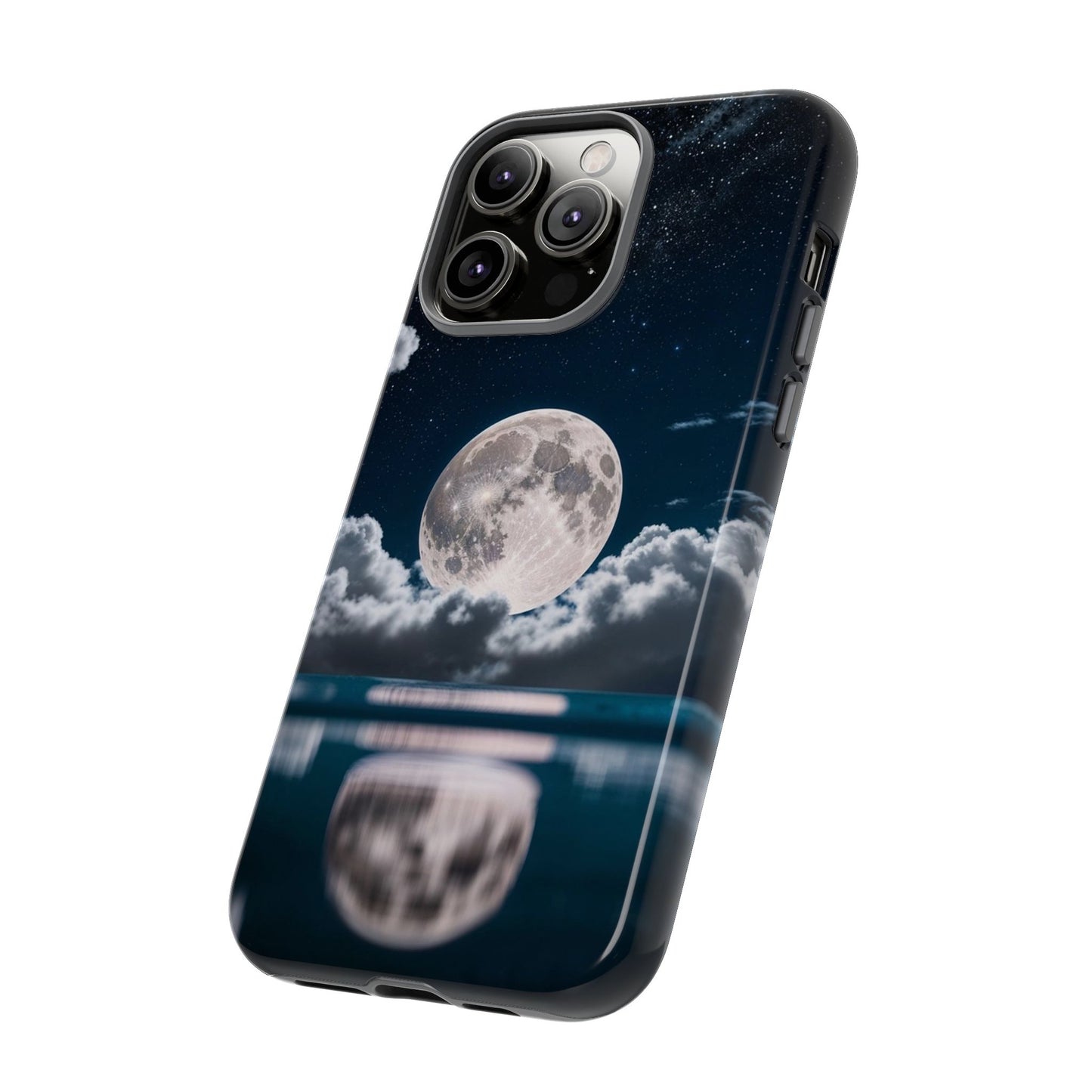 Moonlit Reflection Phone Case — Night Sky Moon & Clouds Tough Case