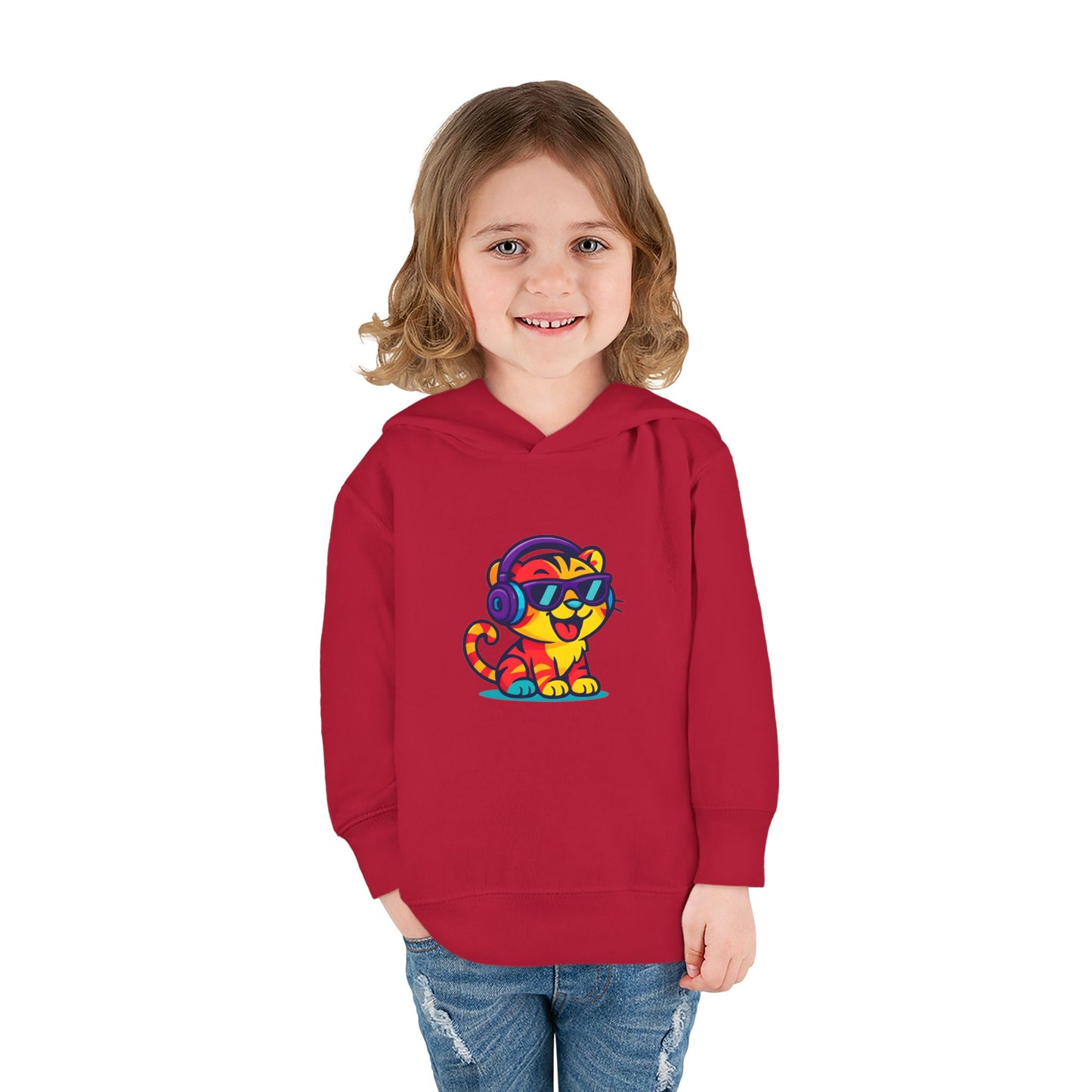 Cool Cat Toddler Hoodie - Fleece Pullover with Colorful Lion Design, Kids Clothing, Fun Gift, Casual Wear, Playtime Essentials