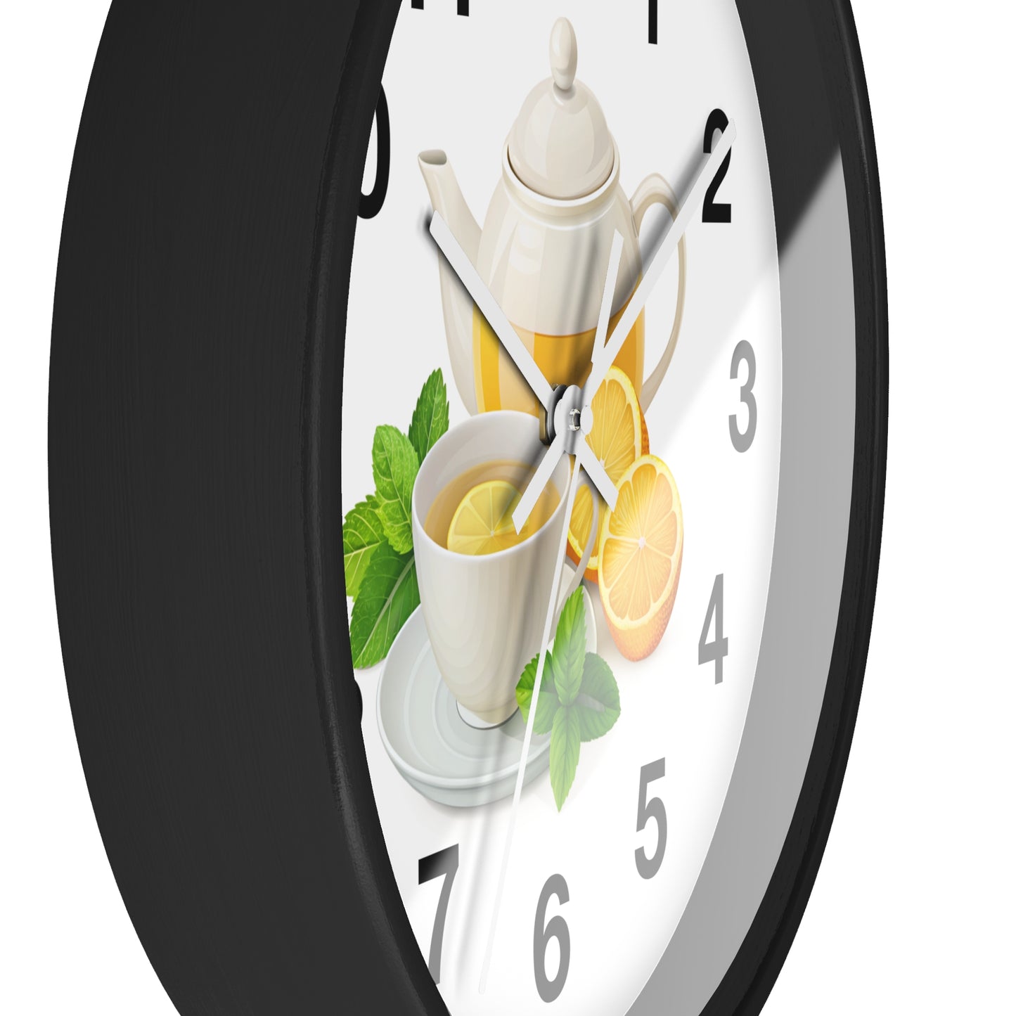 Charming Teatime Wall Clock, Kitchen Decor, Tea Lover Gift, Rustic Clock, Home Office Accessory, Lemon Tea Stationery