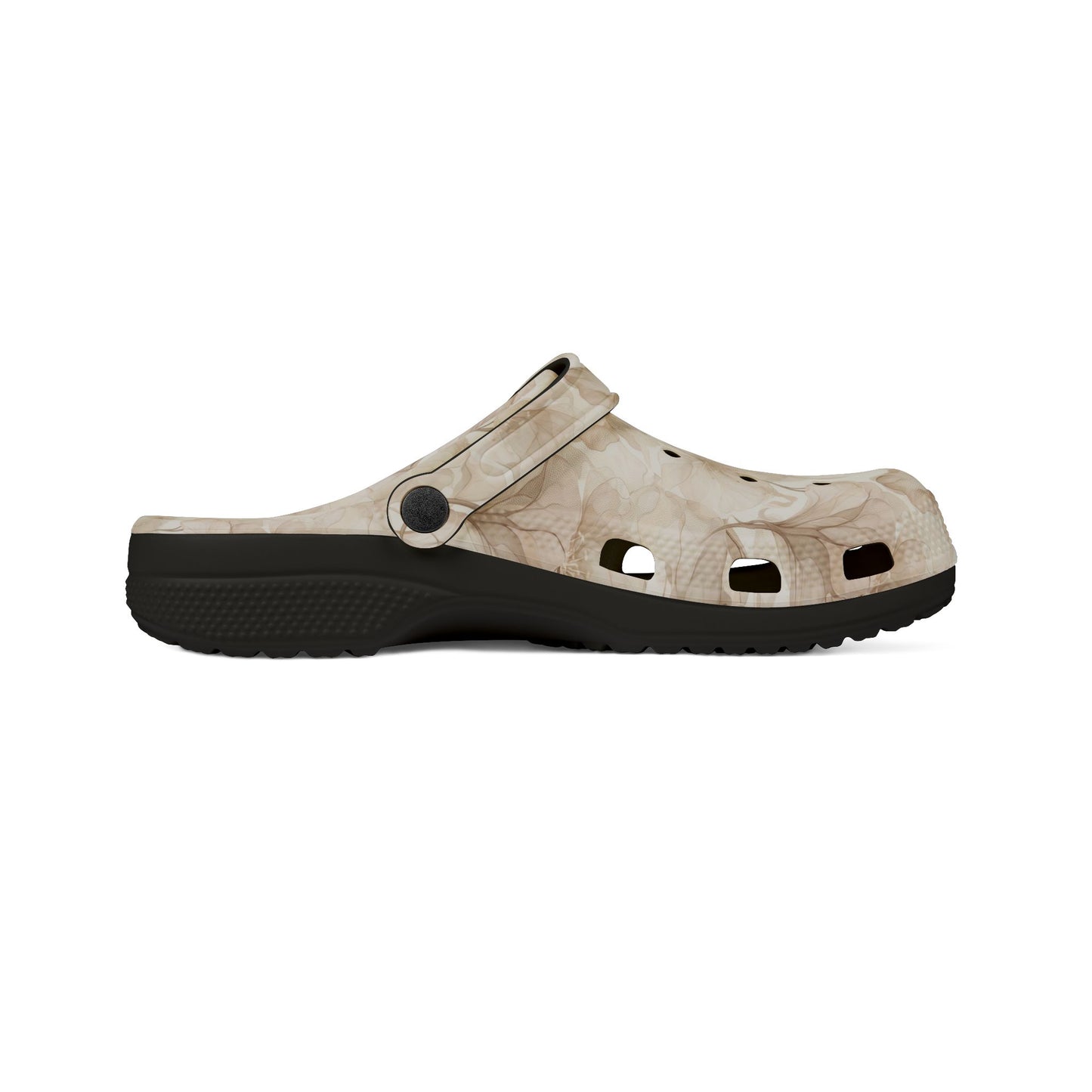 Beige Watercolor Floral Clogs — Lightweight EVA Foam Slip-On Shoes