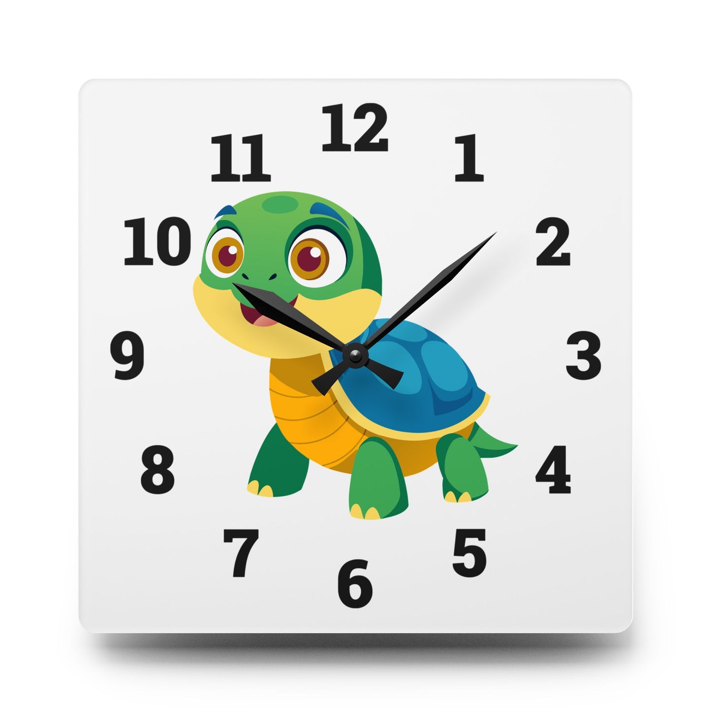 Cute Turtle Acrylic Wall Clock, Kids Room Decor, Playful Timepiece, Children's