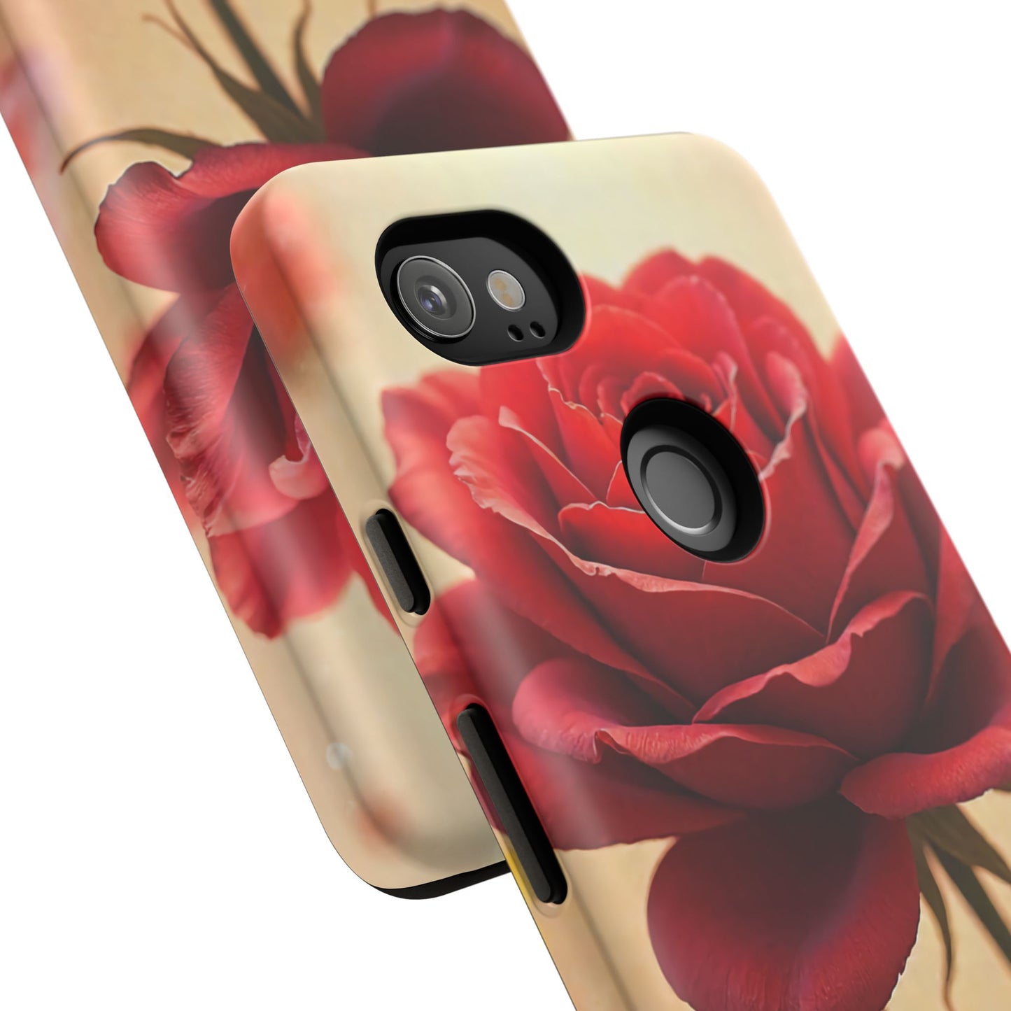 Floral Phone Case with Red Rose Design, Tough Phone Cover, Flower Print, Gift for Her, Stylish Accessory, Floral Aesthetic