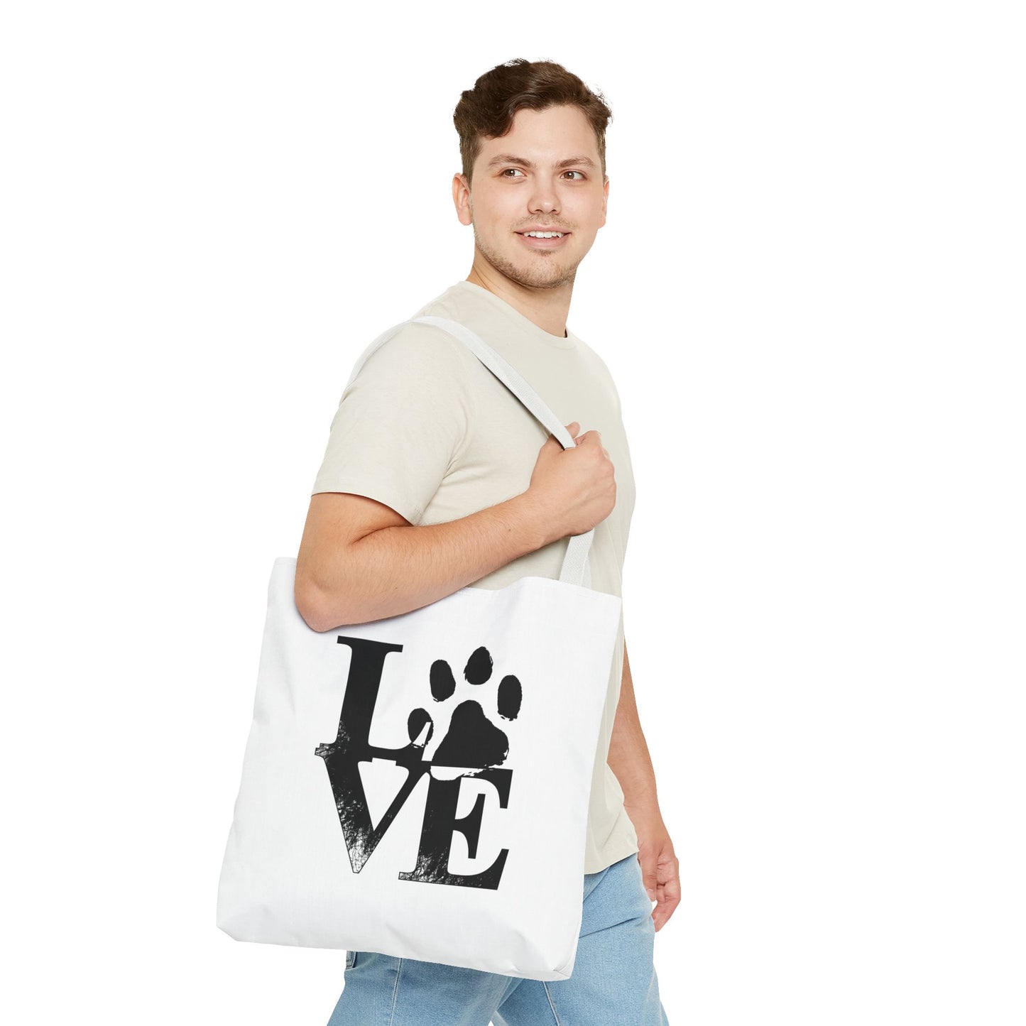 Love Paw Print Tote Bag, Pet Lover's Gift, Eco-Friendly Shopping Bag, Animal Rescue Fundraiser, Personalized Pet Tote