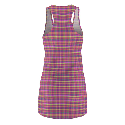Vibrant Checkered Racerback Dress for Summer Fun, Casual Day Out, Festivals, Beachwear, Everyday Comfort, Trending Style