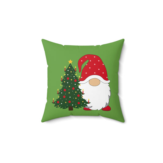 Christmas Gnome Pillow with Decorated Tree - Festive Holiday Throw Pillow