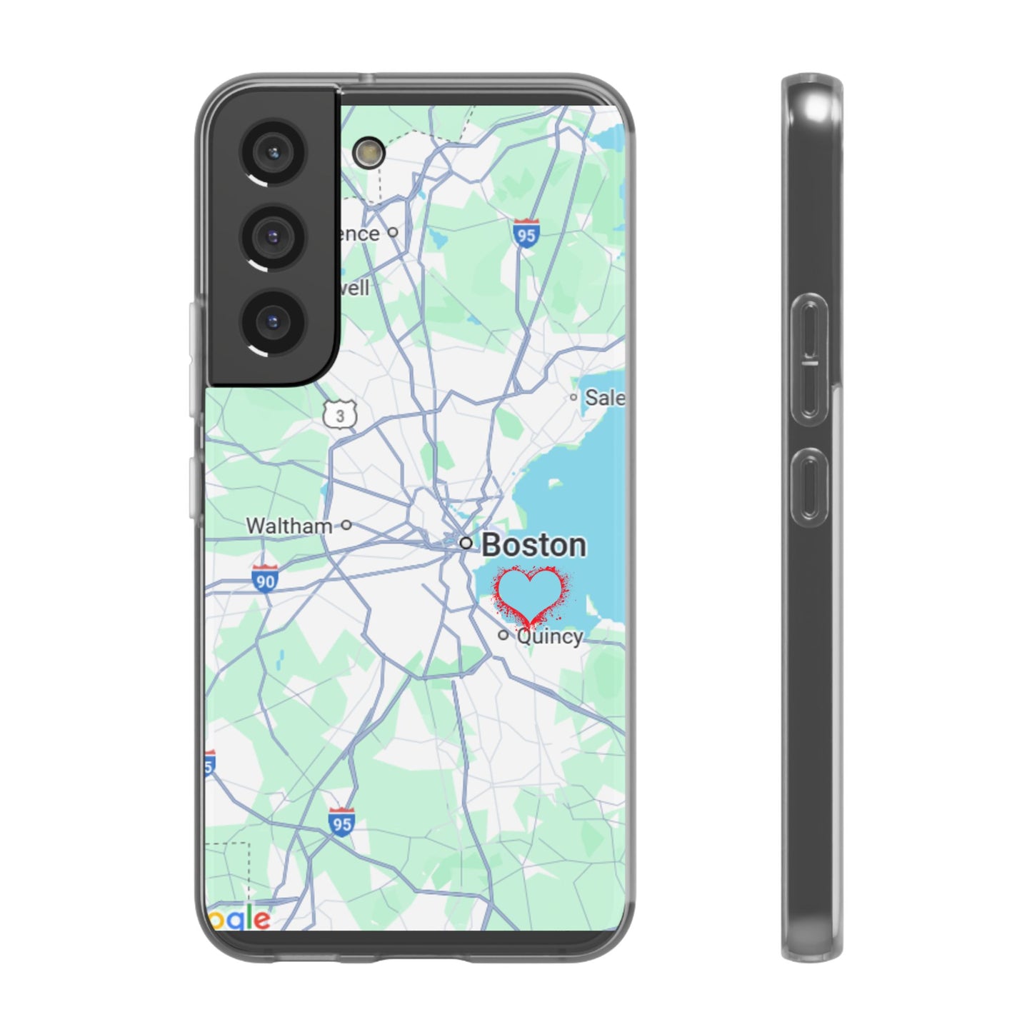 Boston Map Flexi Case for iPhone, Custom Location Phone Case, Unique Gift, Boston Heart Design, Travel Lover Accessory