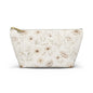 Floral Toile Accessory Pouch — Neutral Vintage Flower Cosmetic Bag
