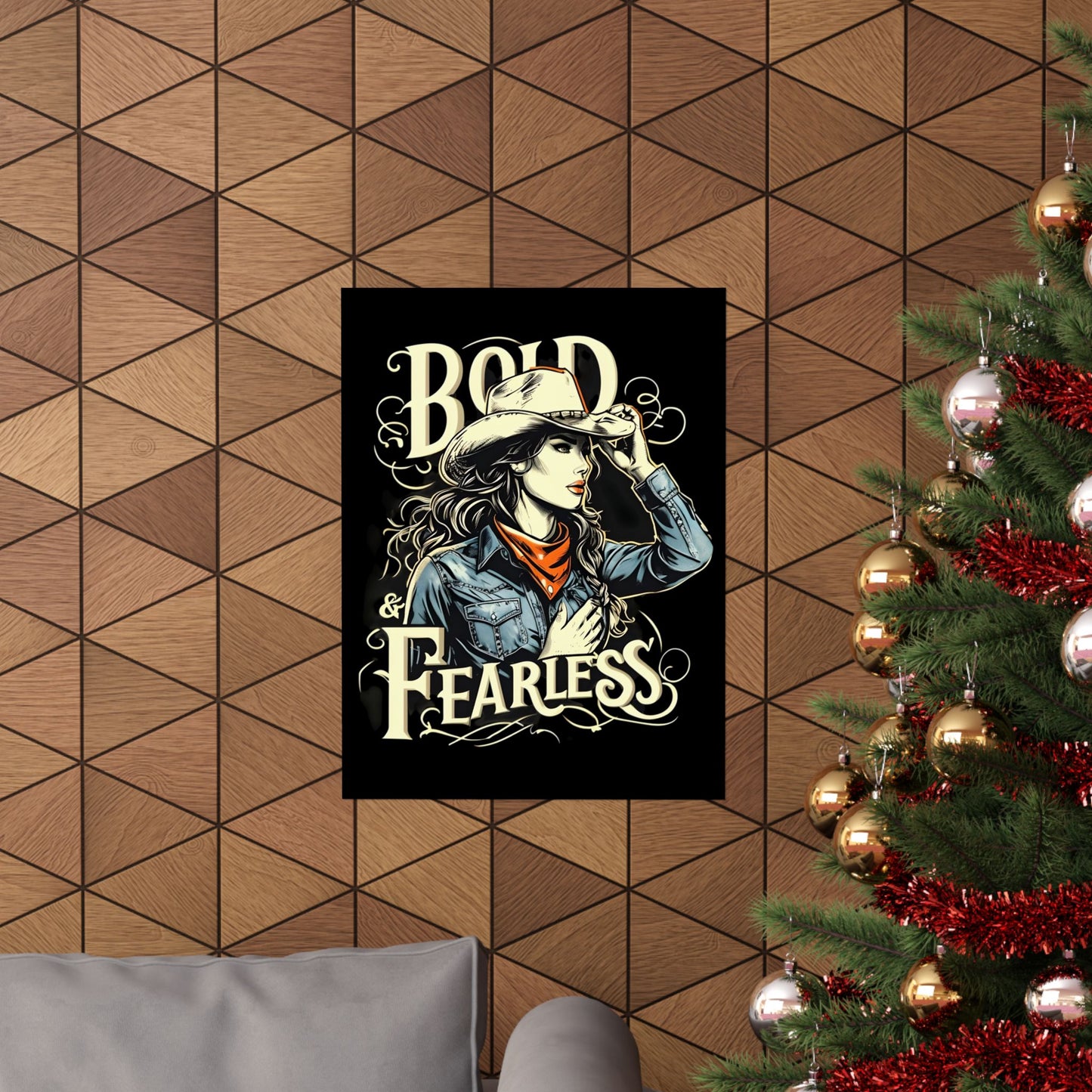 Bold & Fearless Cowboy Woman Poster — Matte Vertical Wall Art