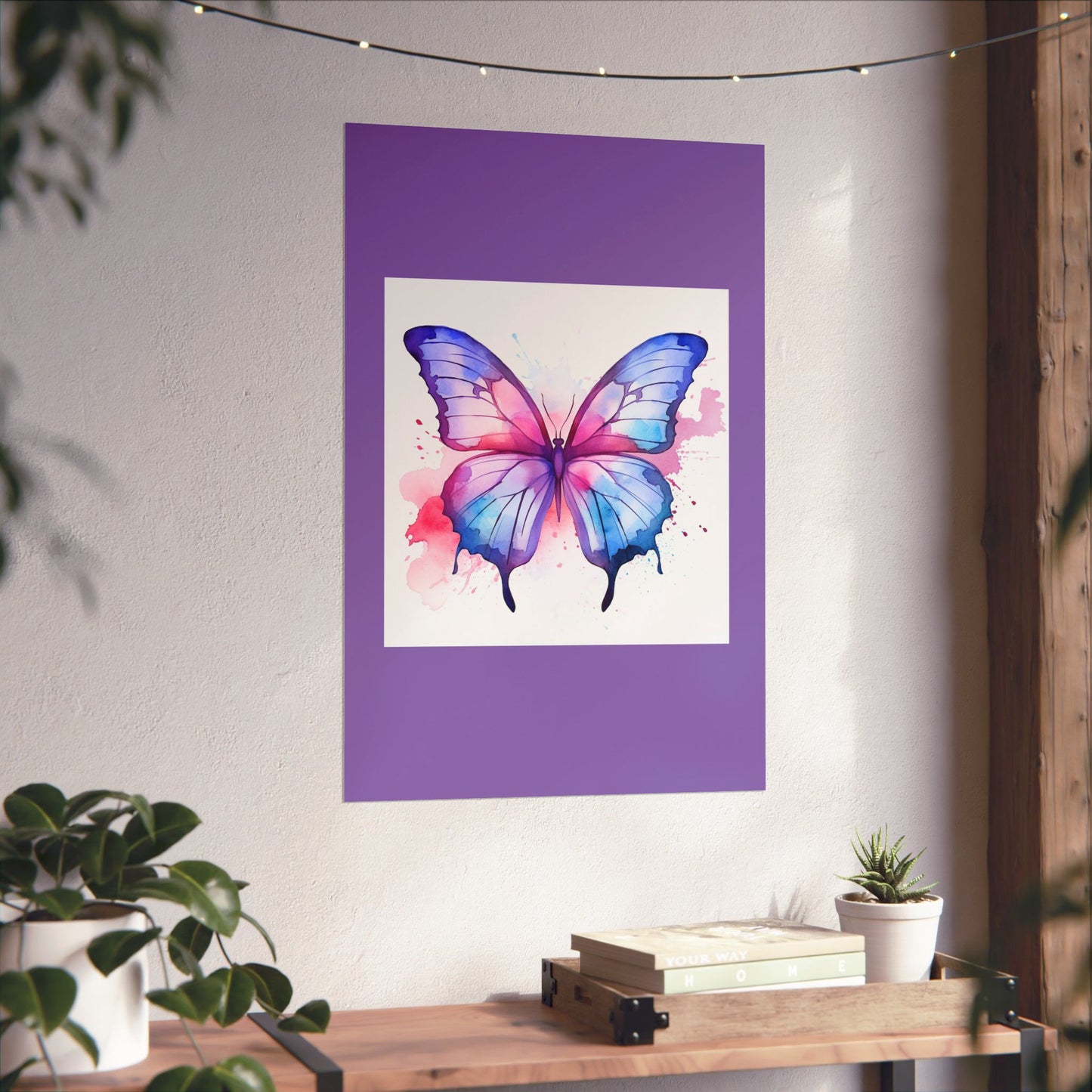 Butterfly Watercolor Matte Poster — Purple Vertical Art Print