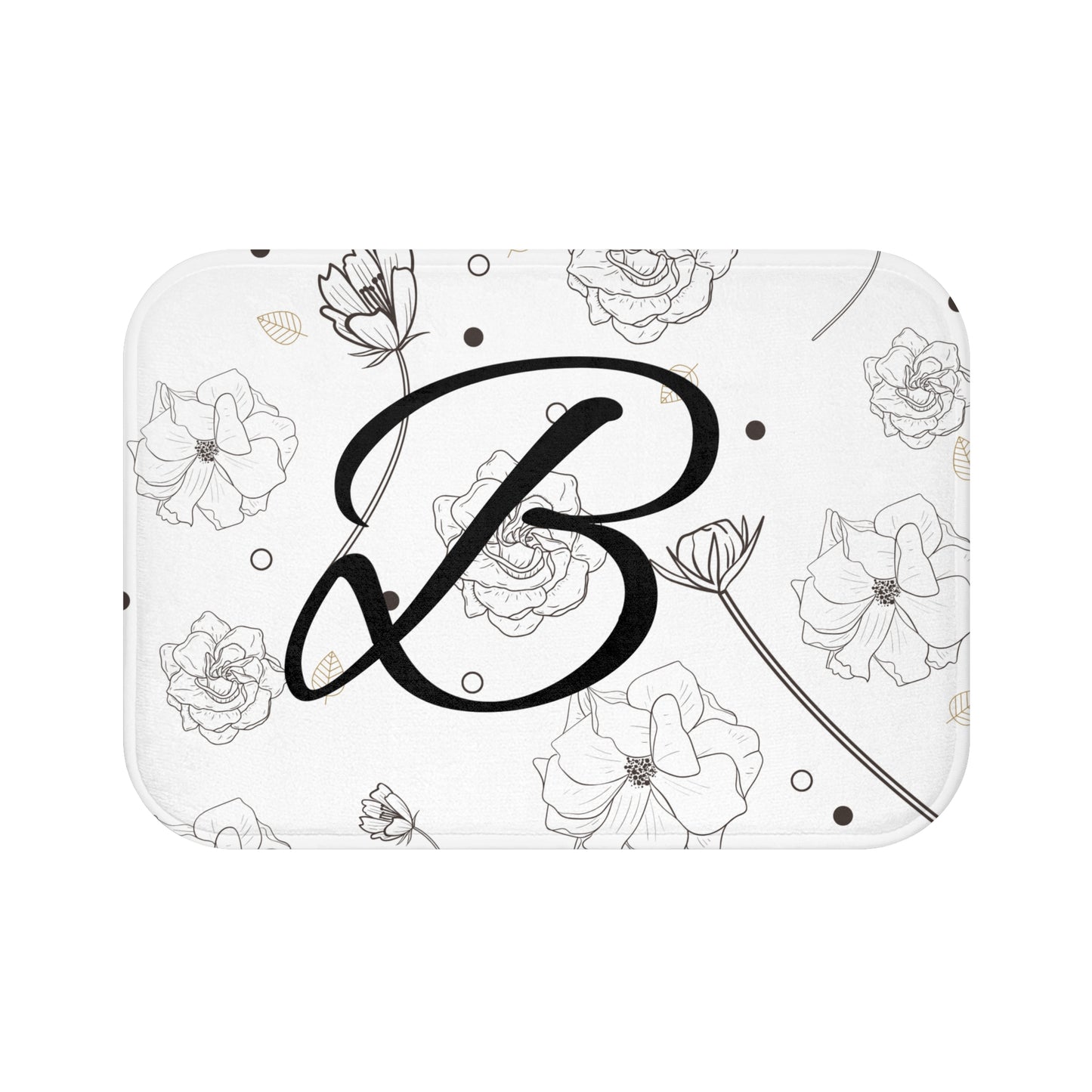 Personalized Floral Bath Mat, Elegant Home Decor, Custom Name Shower Mat, Gift for Her, Soft Bathroom Accessory, Housewarming Present