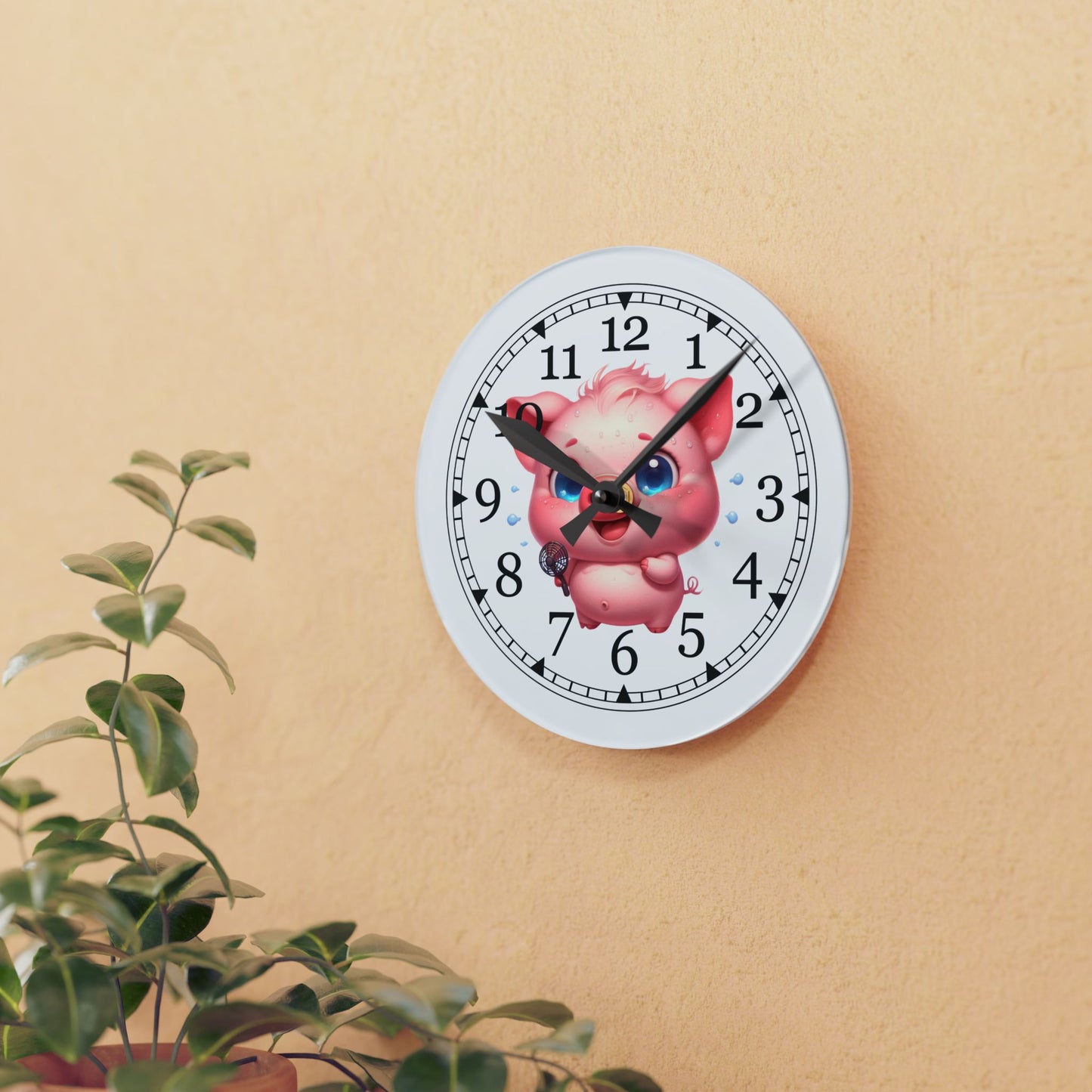 Cute Cartoon Acrylic Wall Clock, Adorable Decor for Kids Room, Fun Wall Art, Gift for Birthdays and Holidays, Nursery Wall Clock
