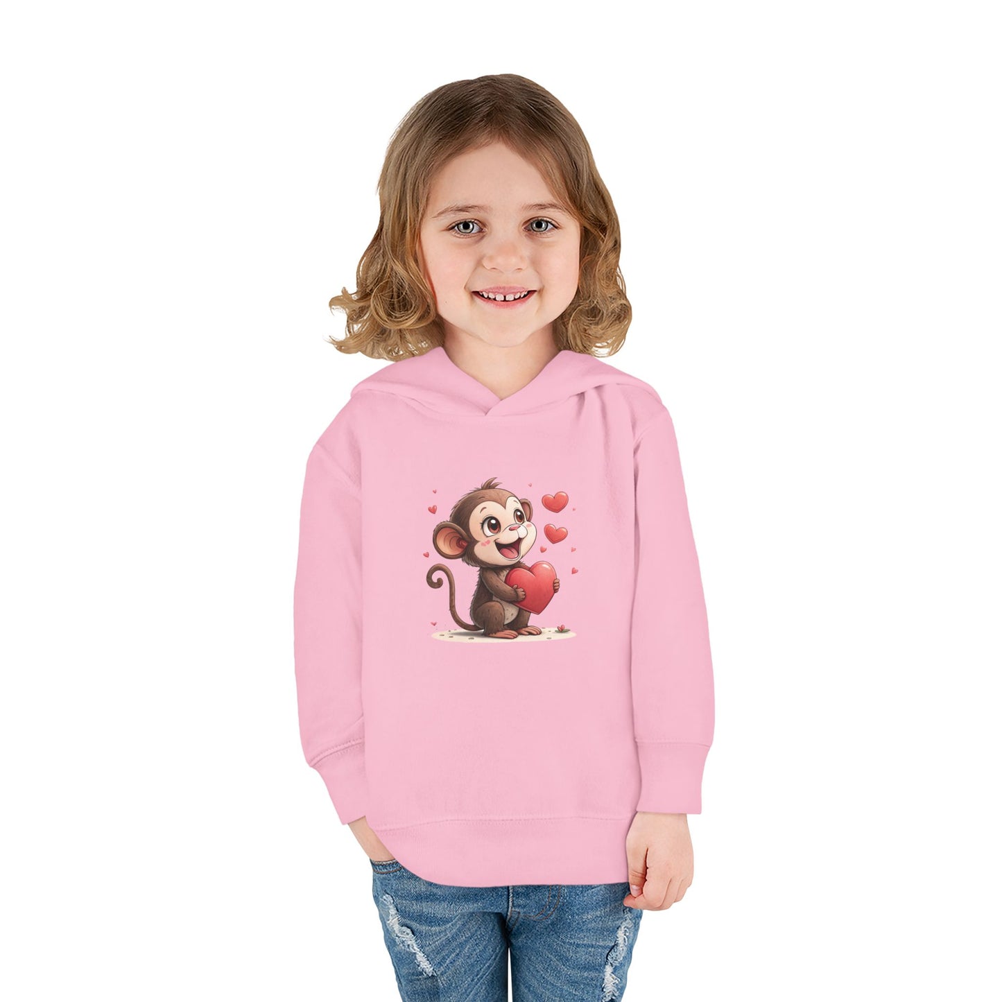 Adorable Toddler Monkey Love Hoodie, Birthday Gift, Kids Pullover, Baby Shower Gift, Cute Fleece Sweatshirt