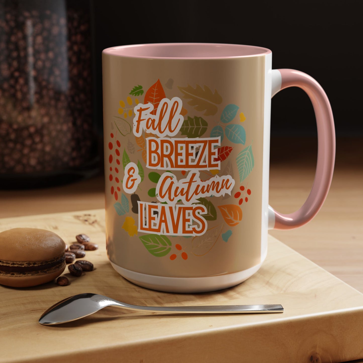 Fall Breeze & Leaves Coffee Mug, Autumn Mug, Seasonal Drinkware, Cozy Kitchen Decor, Perfect Gift for Fall Lovers