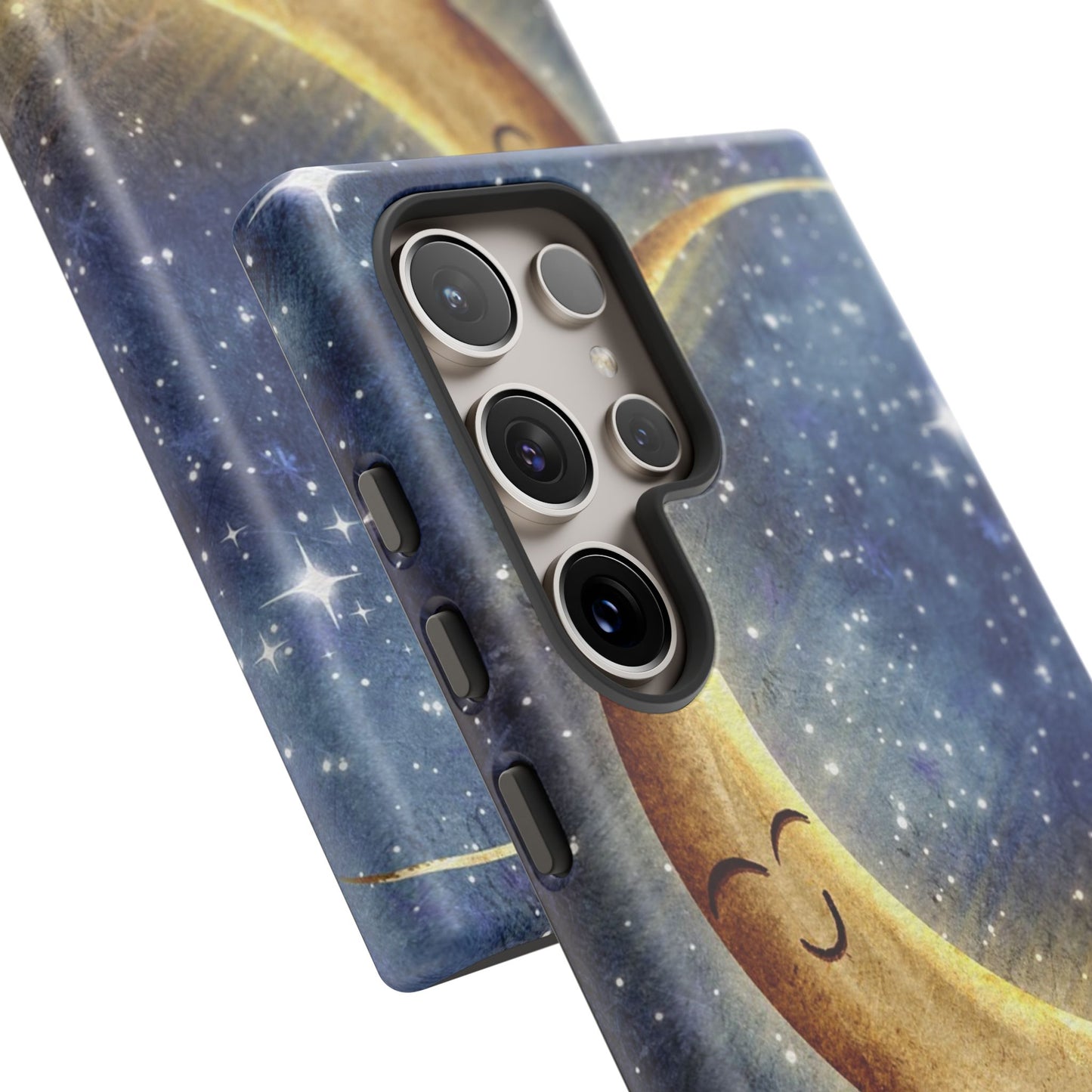 Moonlit Smile Phone Case — Starry Night Crescent Moon iPhone Cover