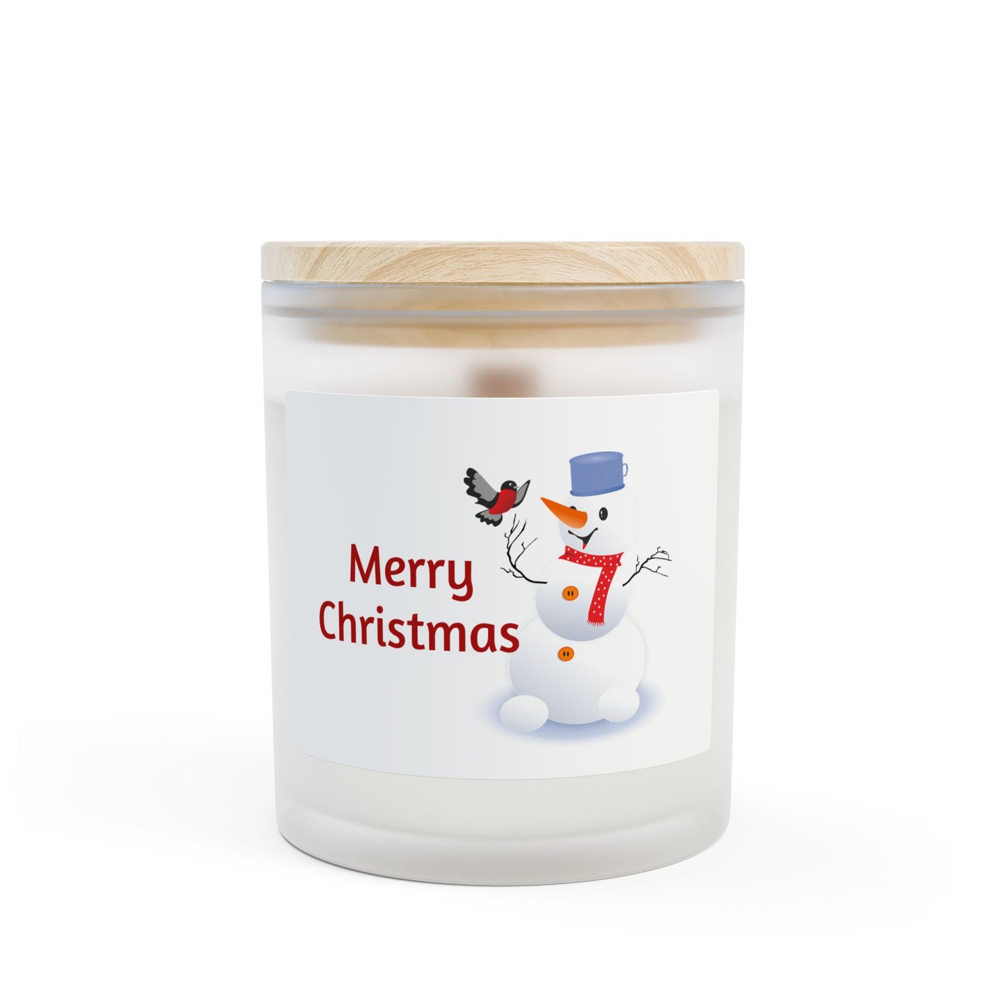 Festive Snowman Candle, 11oz Candle with Wooden Lid, Cozy Winter Gift, Holiday Decor, Christmas Candle, Winter Wonderland Home