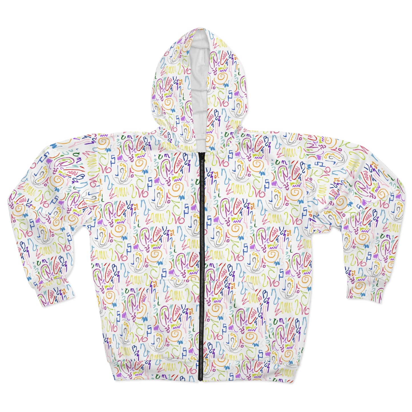 Colorful Unisex Zip Hoodie, Vibrant Fashion Sweater, Casual Everyday Wear, Gift for Friends, Unique Style for Spring