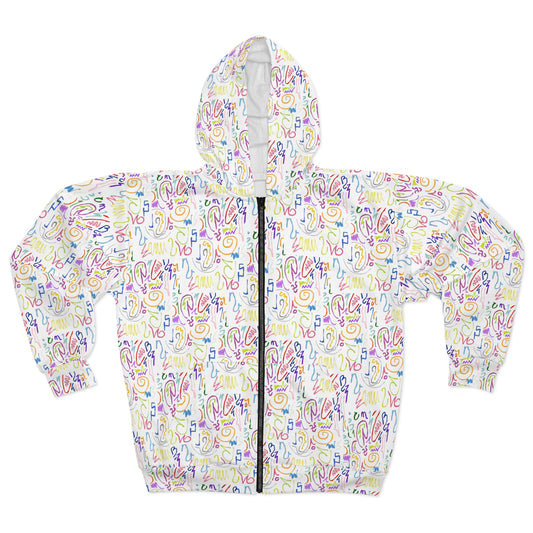 Colorful Unisex Zip Hoodie, Vibrant Fashion Sweater, Casual Everyday Wear, Gift for Friends, Unique Style for Spring