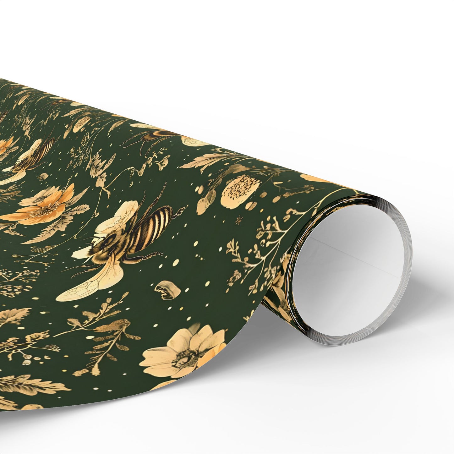 Floral Bee Wrapping Paper, Eco-Friendly Gift Wrap for Birthdays, Weddings, Showers, Baby Showers, Nature Lovers