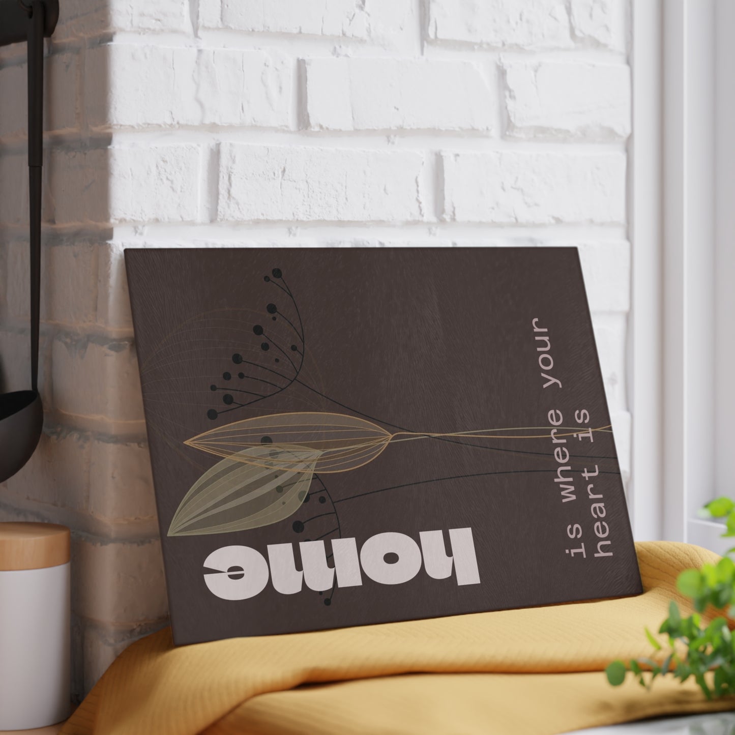 Beautiful Home-Themed Glass Cutting Board, Kitchen Decor, Gift for Hosts, Housewarming, Wedding, Artsy Culinary Tool