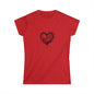 Women's Softstyle Tee with Heart Design, Casual Graphic T-Shirt, Gift for Her, Valentine’s Day Apparel, Trendy Outfit