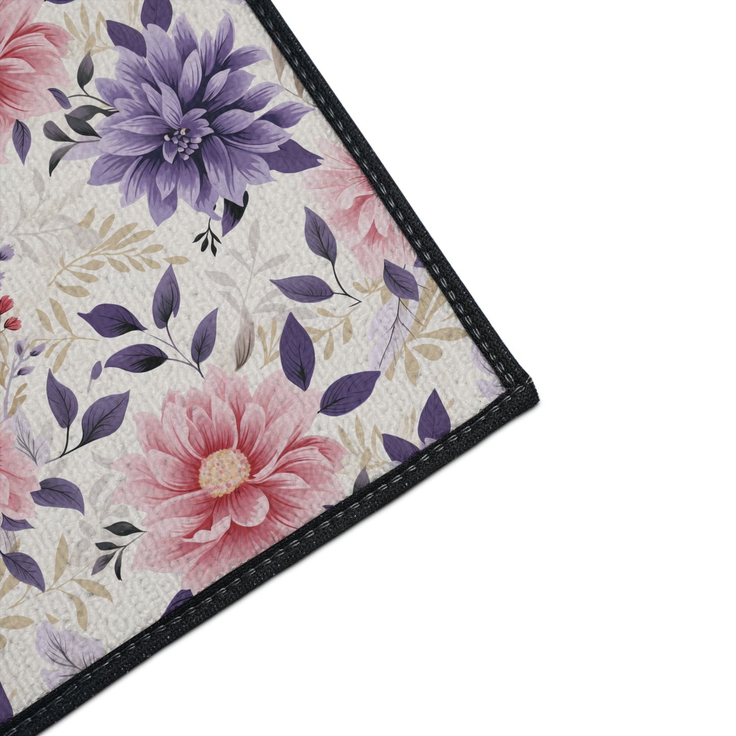 Floral Heavy-Duty Floor Mat — Pink & Purple Dahlia Entry Rug