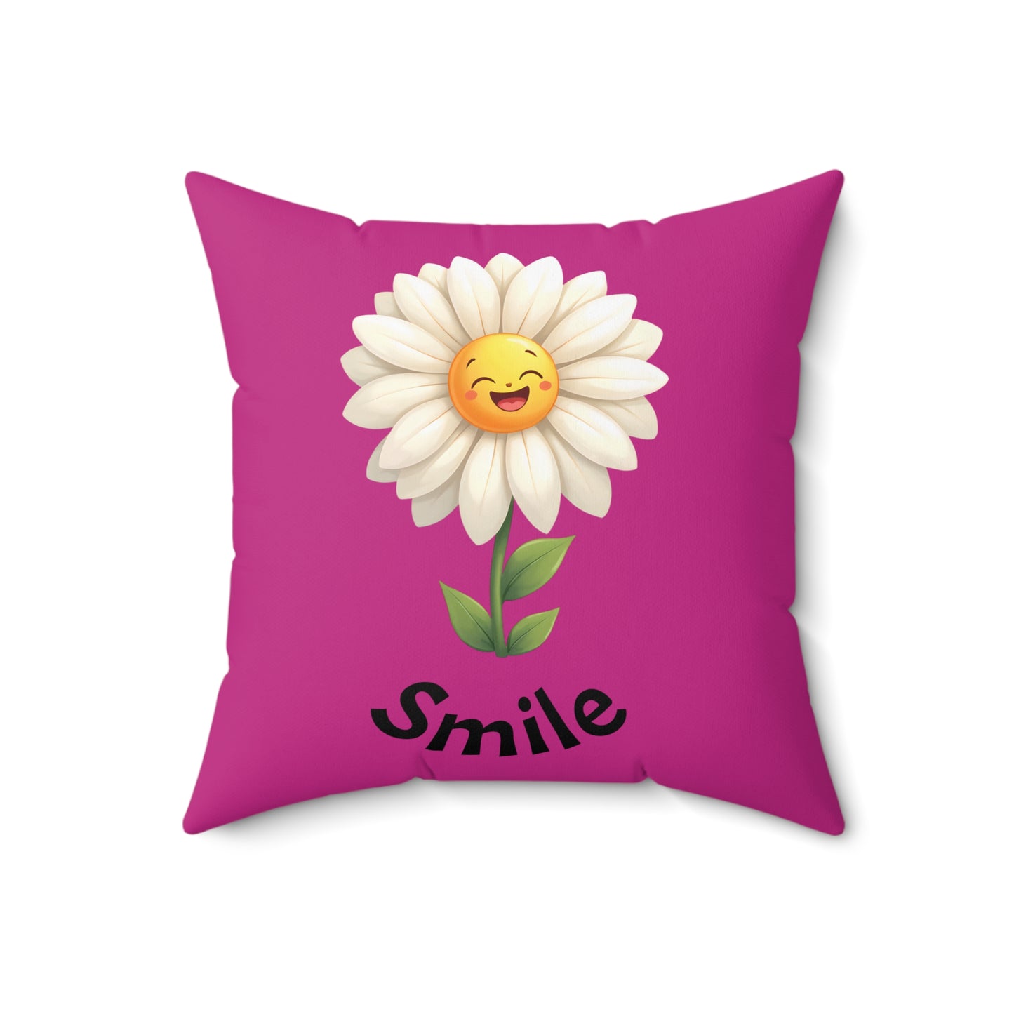 Cheerful Flower Throw Pillow, Smile Decor for Home, Positive Vibe Cushion, Gift for Her, Spring Decoration