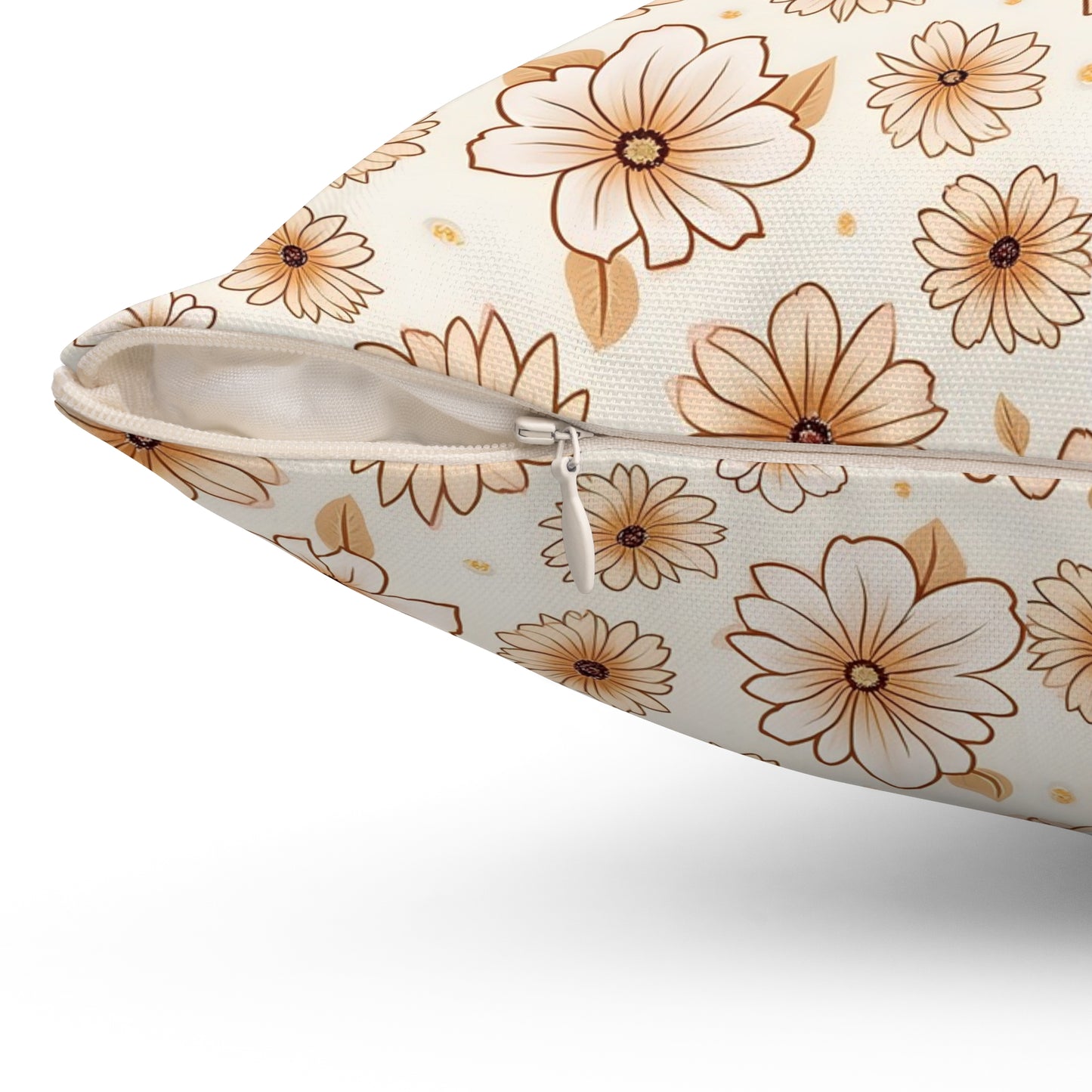 Bohemian Floral Throw Pillow, Cozy Home Decor, Flower Design Cushion, Gift for Her, Boho Chic Decoration, Spring and Summer Accent