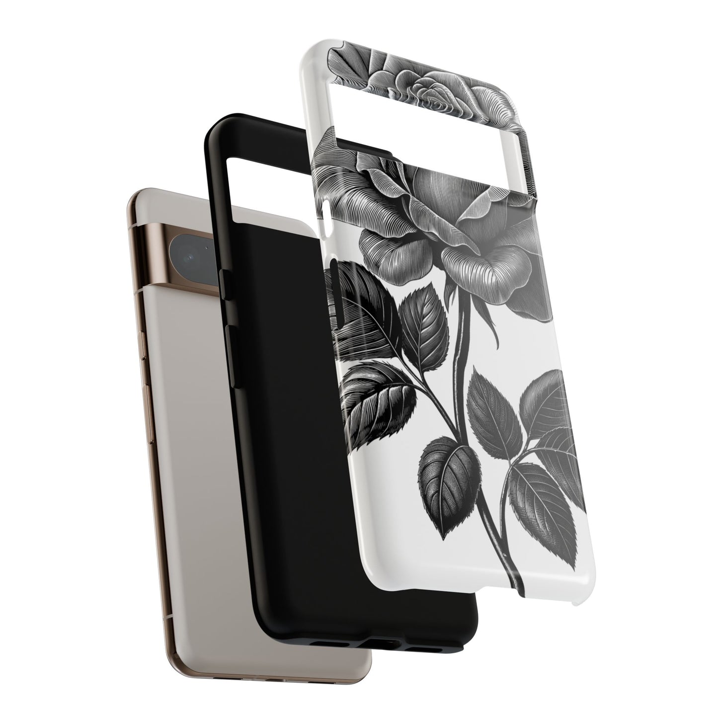 Elegant Floral Phone Case - Tough Cases, Black Rose Design, Floral Phone Cover, Stylish Phone Accessory, Gift for Her, Mother's Day