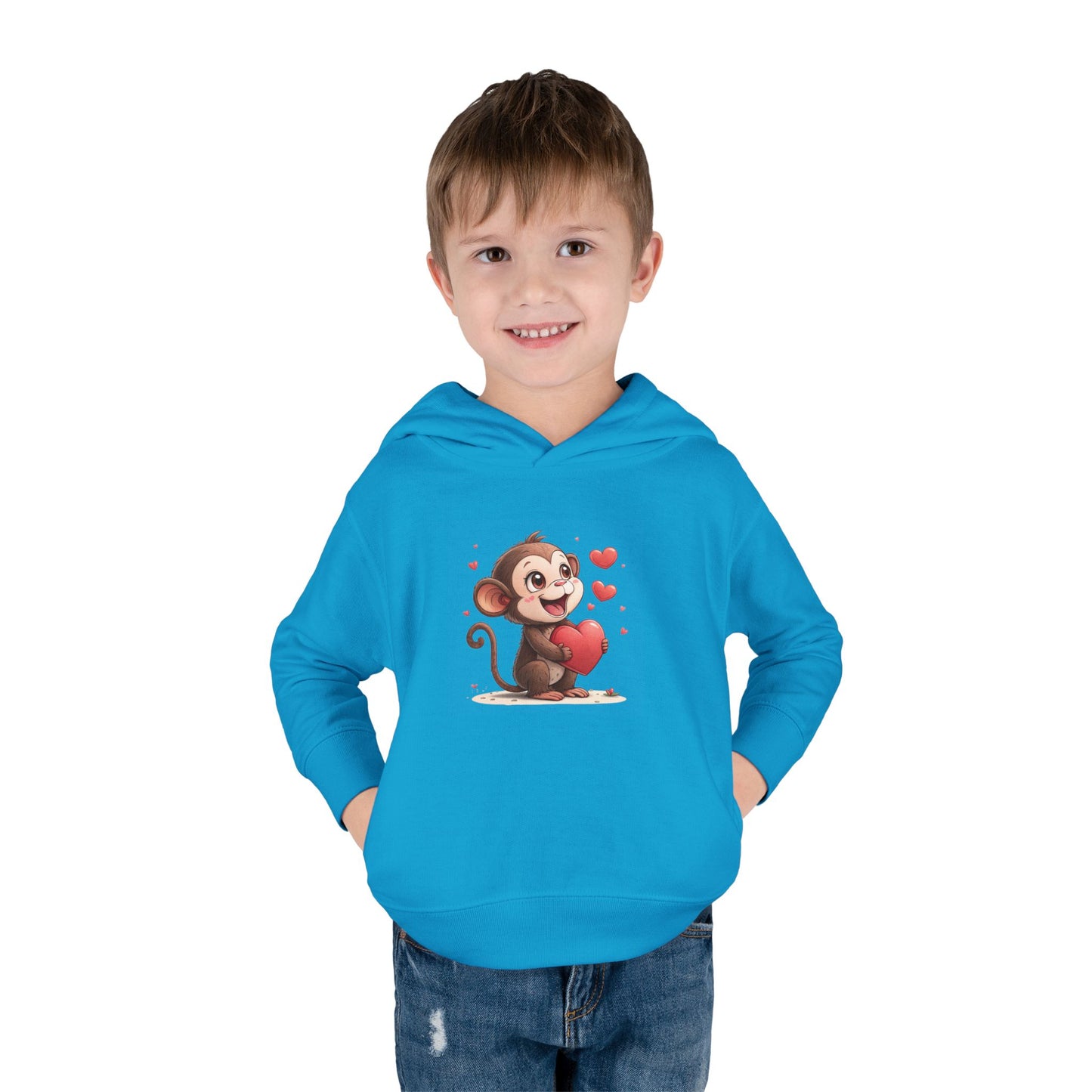 Adorable Toddler Monkey Love Hoodie, Birthday Gift, Kids Pullover, Baby Shower Gift, Cute Fleece Sweatshirt