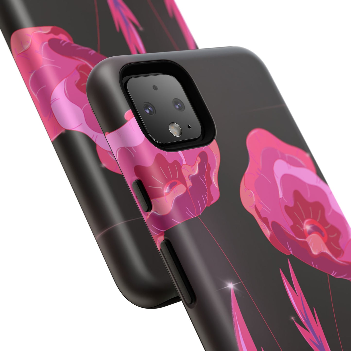 Floral iPhone Case | Tough Cases with Pink Poppy Design, Elegant Flower Phone Cover, Gift for Her, Spring Accessories, Chic Tech