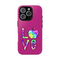 Colorful Love Phone Case, Tough Cases for iPhone, Cute Phone Accessory, Gift for Her, Summer Vibe Phone Cover