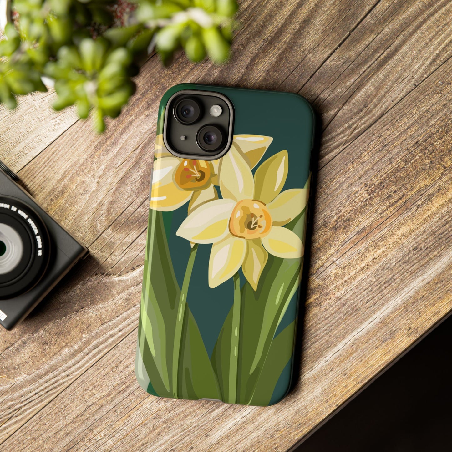 Floral Phone Case - Yellow Daffodil Design, Tough Phone Cover, Spring Decor, Floral Gift, Nature-Inspired Accessories