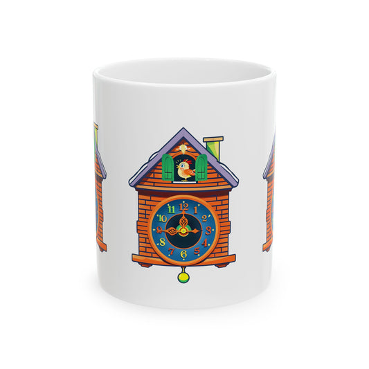 Whimsical Cuckoo Clock Ceramic Mug