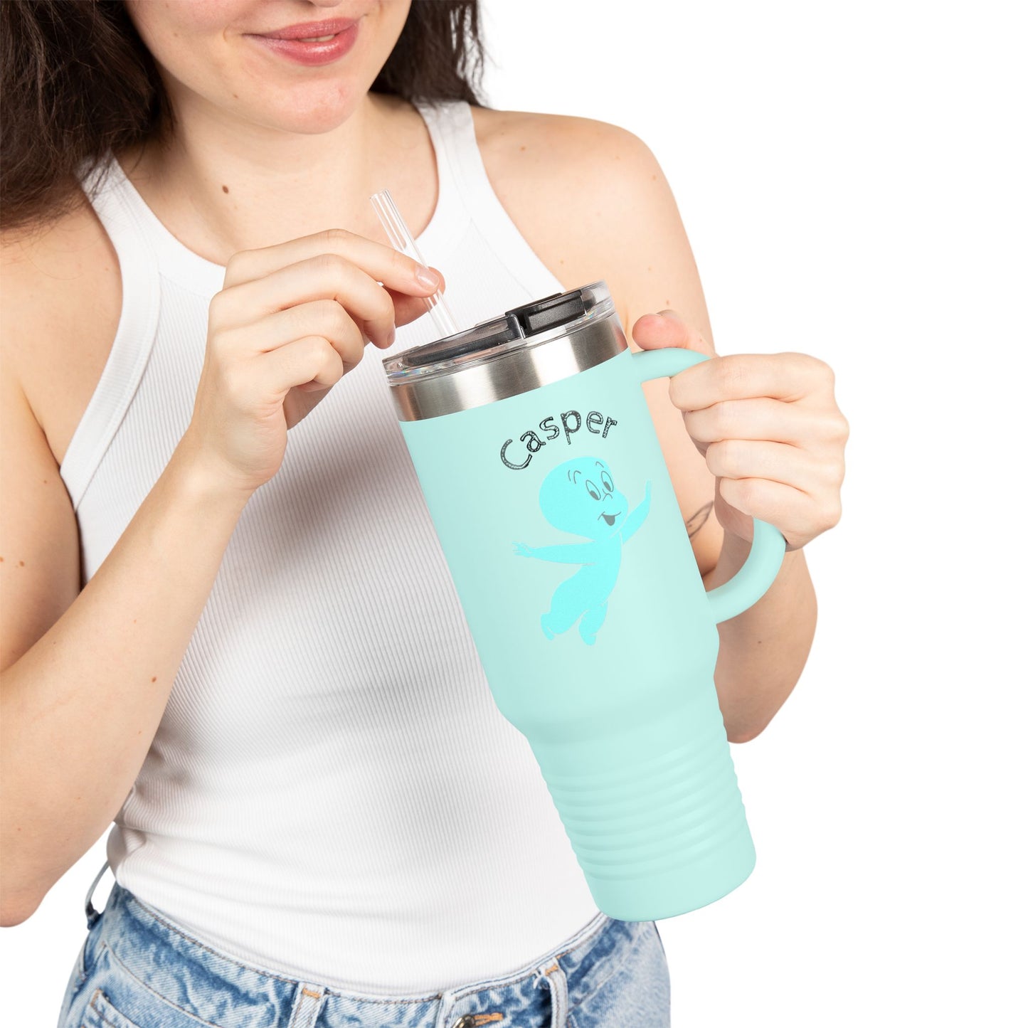 Casper the Friendly Ghost Insulated Travel Mug, Cute Ghost Mug for Kids, Personalize Your Drink, Halloween Gift, Durable Travel Cup