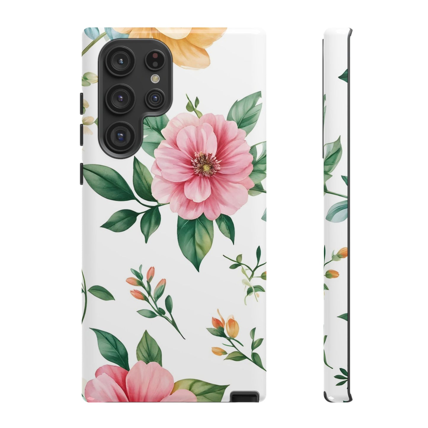 Floral Tough Phone Case — Pink Peony Protective Phone Cover