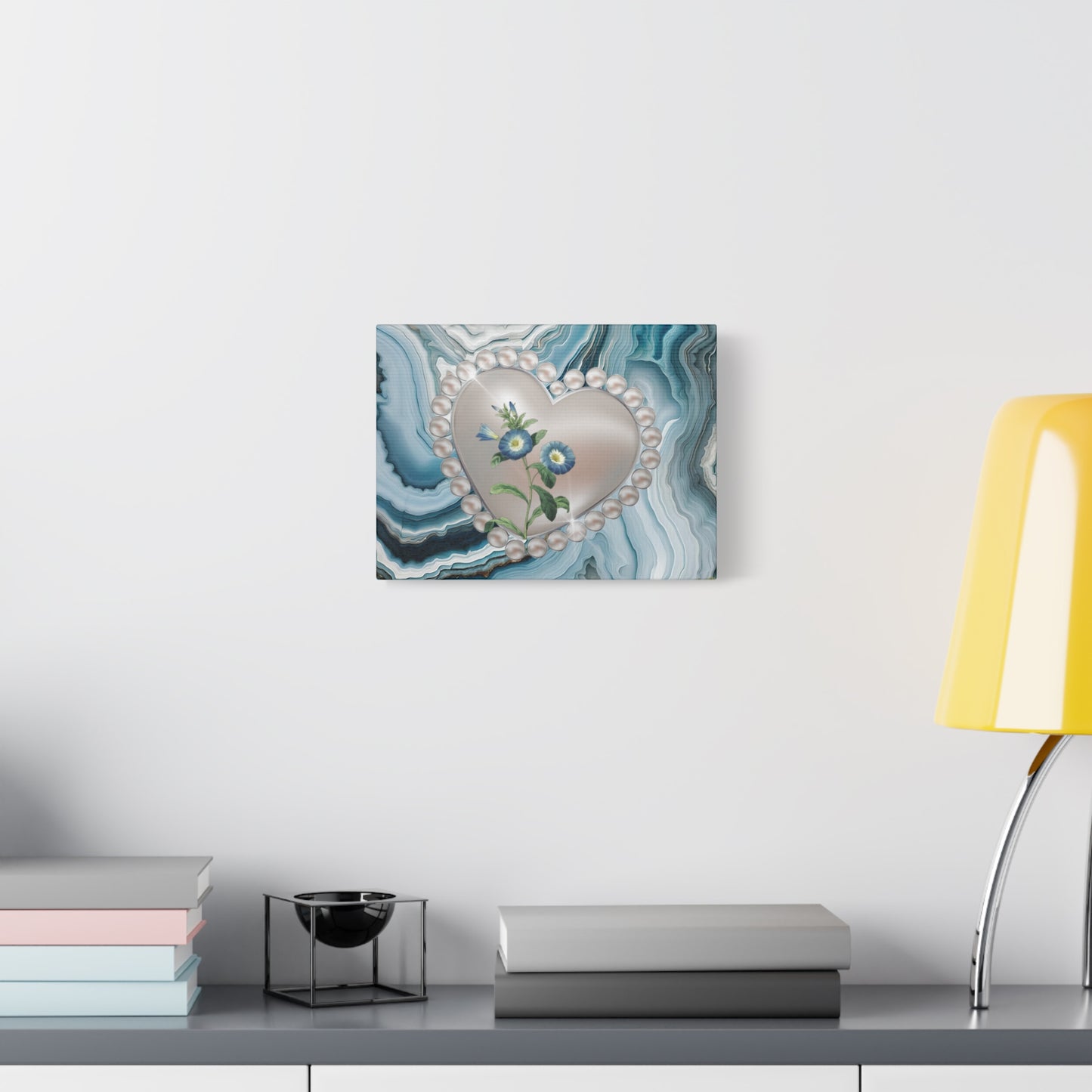 Elegant Floral Heart Canvas Wall Art, Modern Home Decor, Gift for Her