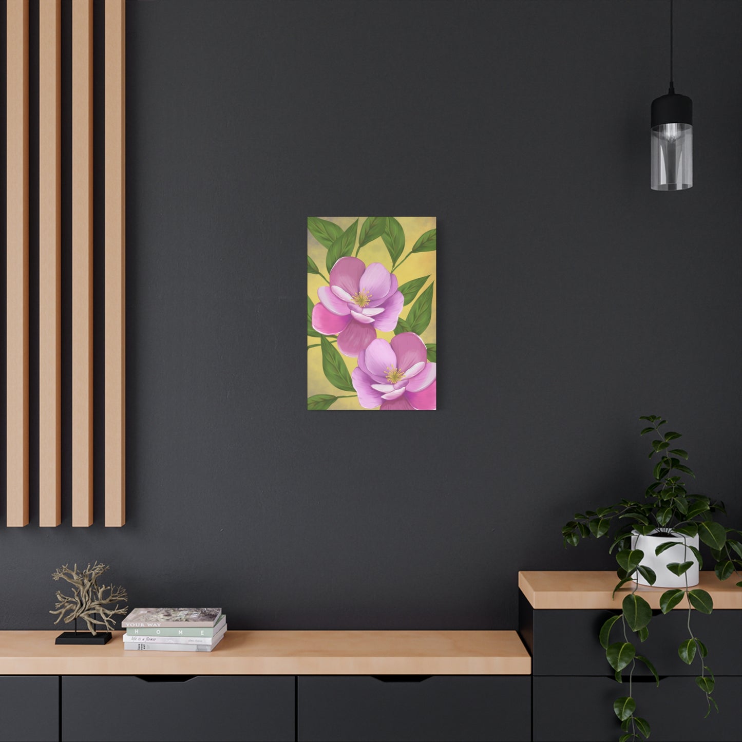 Matte Canvas, Stretched, 1.25" Tulips Pink and Purple Flowers
