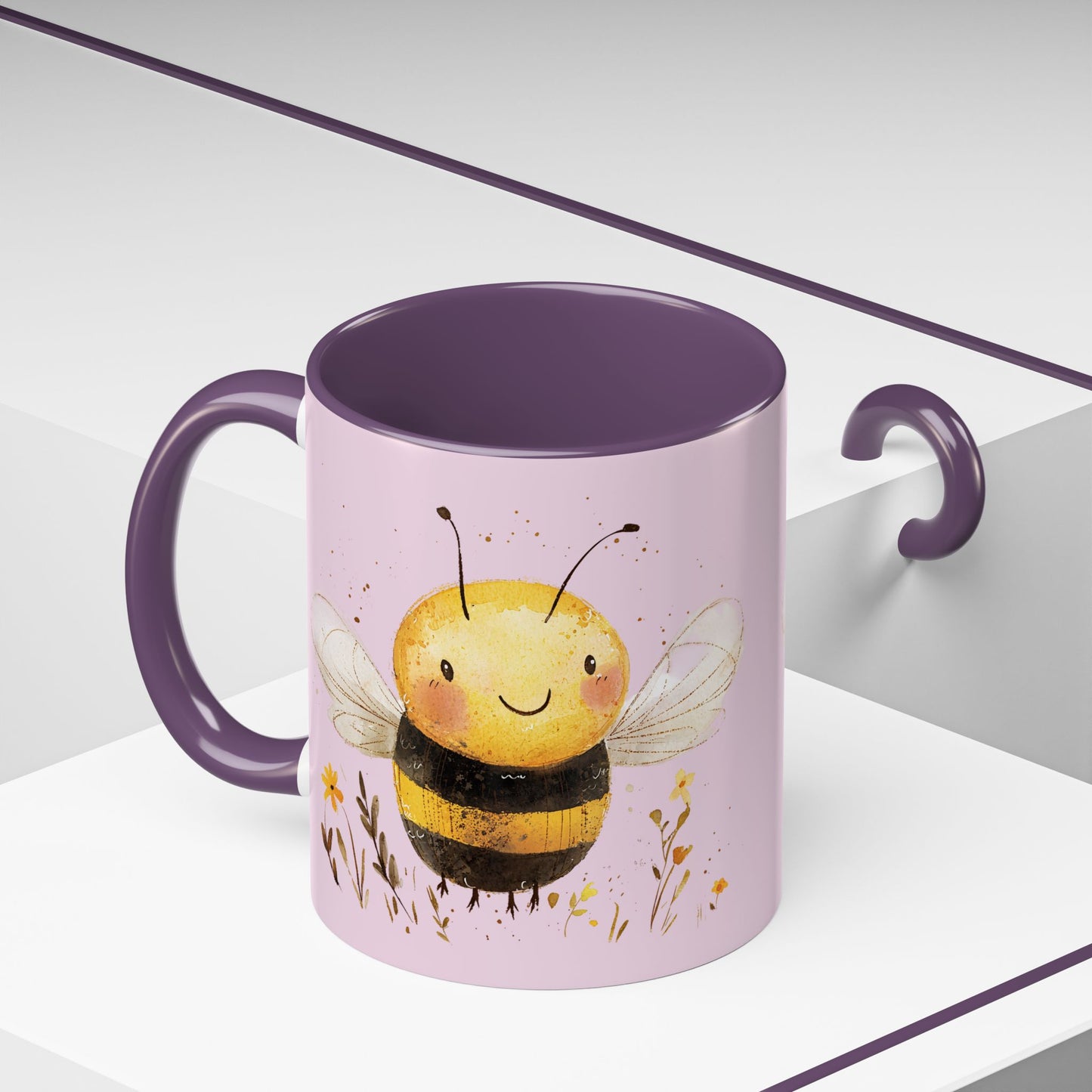 Cute Bee Accent Coffee Mug for Nature Lovers, Fun Bee Design, Gift for Friends, Bee Themed Kitchenware, Bee Lover's Mug