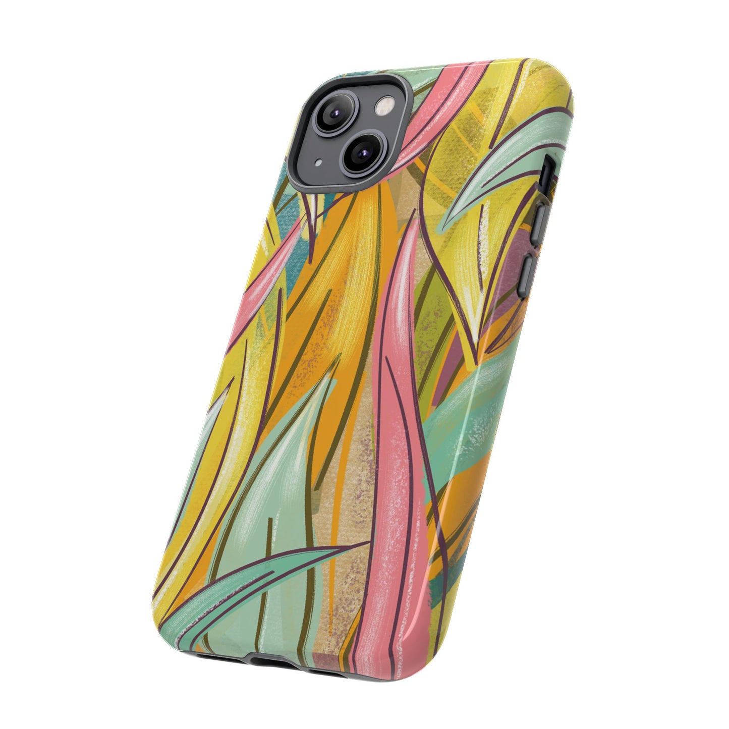 Vibrant Phone Case with Colorful Leaf Design, Tough Cases for Nature Lovers, Eco-Friendly Gift, Summer Vibes, Floral Phone Cover