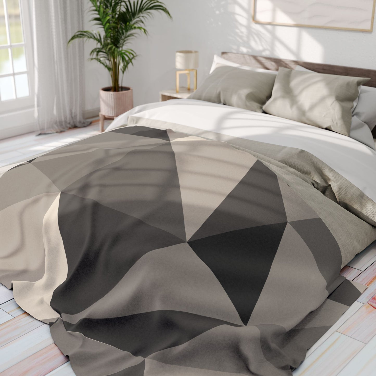 Modern Geometric Arctic Fleece Blanket, Cozy Throw Blanket, Home Decor, Gifts for Her, Minimalist Blanket, Warm Sofa Accessory