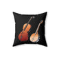 Musical Instruments Throw Pillow, Guitar Banjo Cushion, Home Decor, Gift for Music Lovers, Cozy Accent Pillow