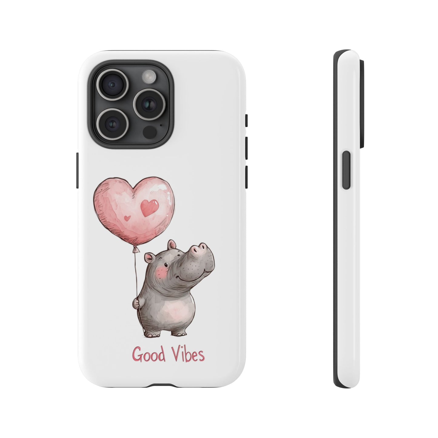 Cute Hippo Phone Case - Good Vibes Design, Animal Lover Gift, Fun Accessory, Birthday Present, Phone Accessories