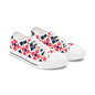 Argyle Pattern Low Top Sneakers — Pink Navy Geometric Casual Shoes