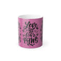 Color-Changing Mug — "Love Has Four Paws" Pink Pet Lover Coffee Cup (11 oz)